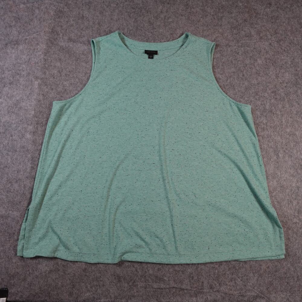 J.Jill Top Womens 3X Wearever Collection Tank Crew Neck Green Fleck Shell Ribbed